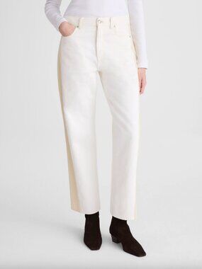 MADEWELL Pieced Barrel Leg Jeans White Corduroy Stripe Size 27